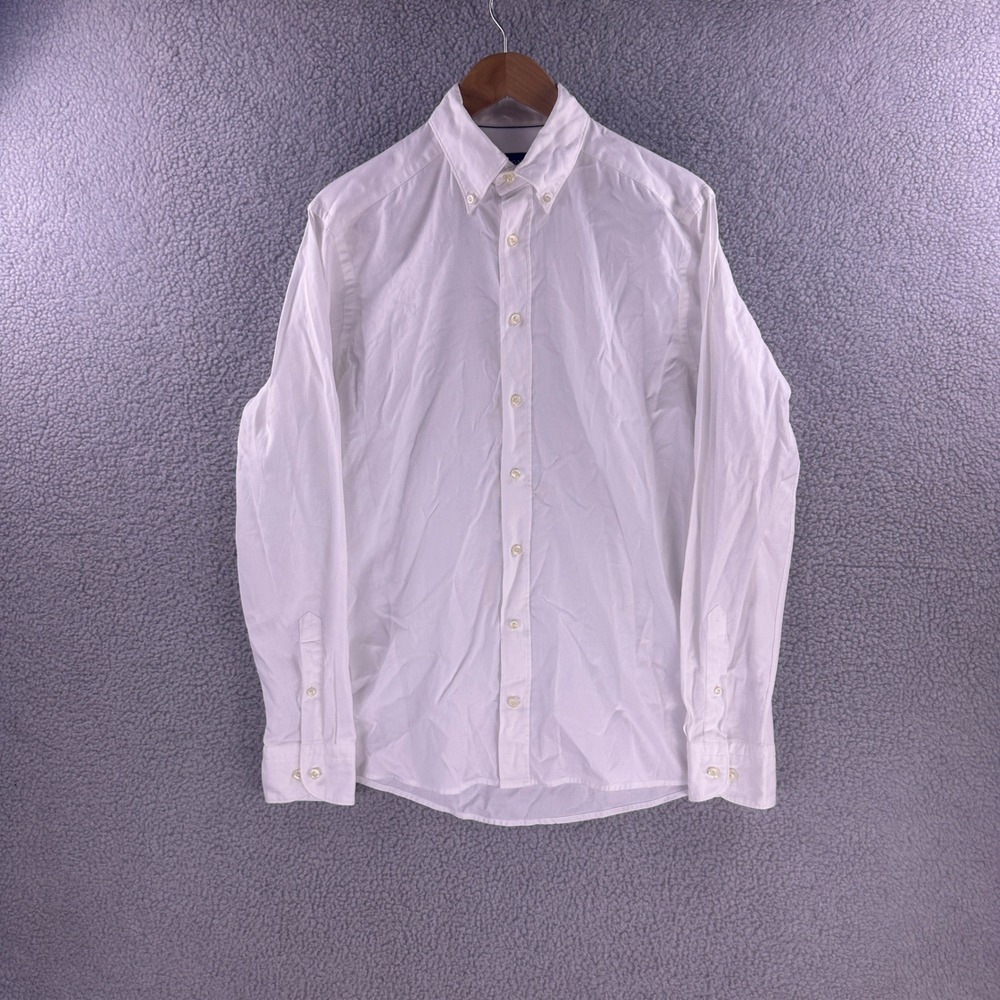 Eton Mens Slim Fit White Pique Cotton Button Down Shirt Size 15.5 39 M